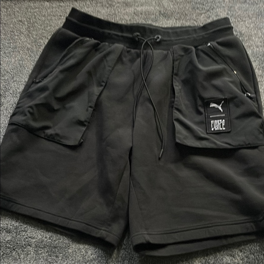 Puma Black Athletic Shorts with Elastic Waistband